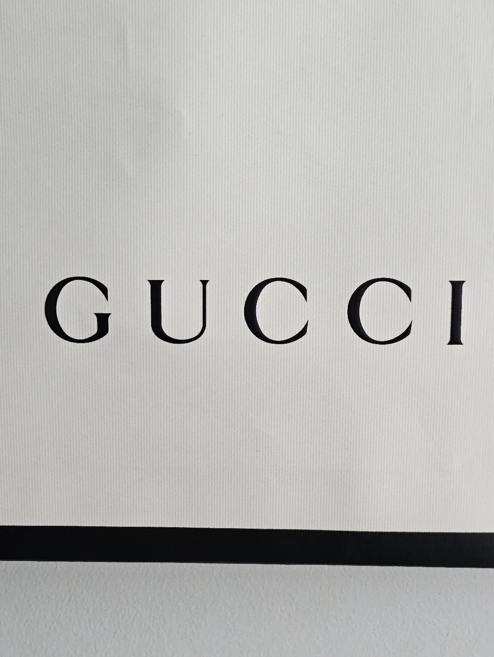 Gucci Large Shopping Gift Bag Tote White Black Logo Paper Store Bag